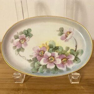 Antique Floral Painted Small Trinket Vanity Dish By Moritz Zdekauer Austria